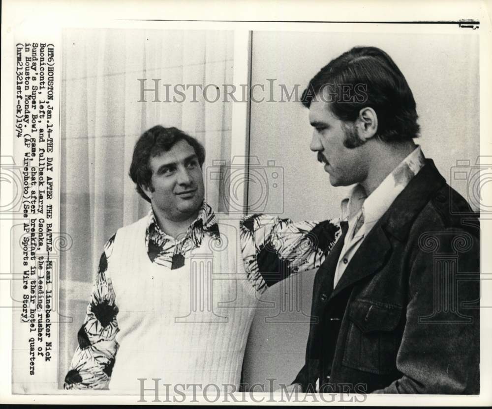 1974 Press Photo Football players Nick Buoniconti &amp; Larry Csonka, Houston- Historic Images