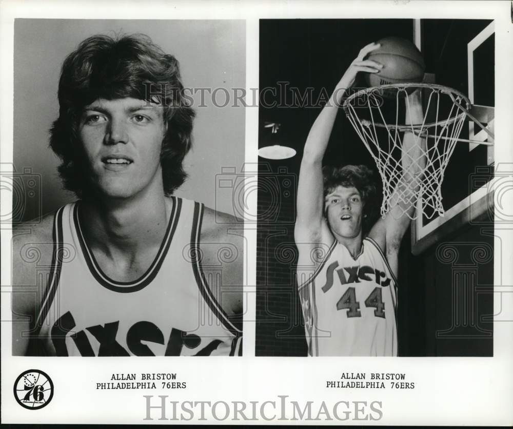 1975 Press Photo Philadelphia 76ers Basketball Player Allan Bristow Dunking Ball- Historic Images