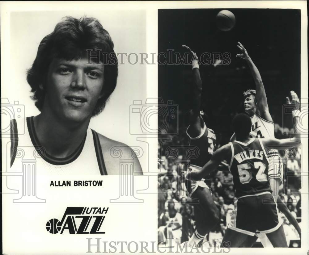 1979 Press Photo Utah Jazz Basketball Player Allan Bristow Shoots Over Opponents- Historic Images