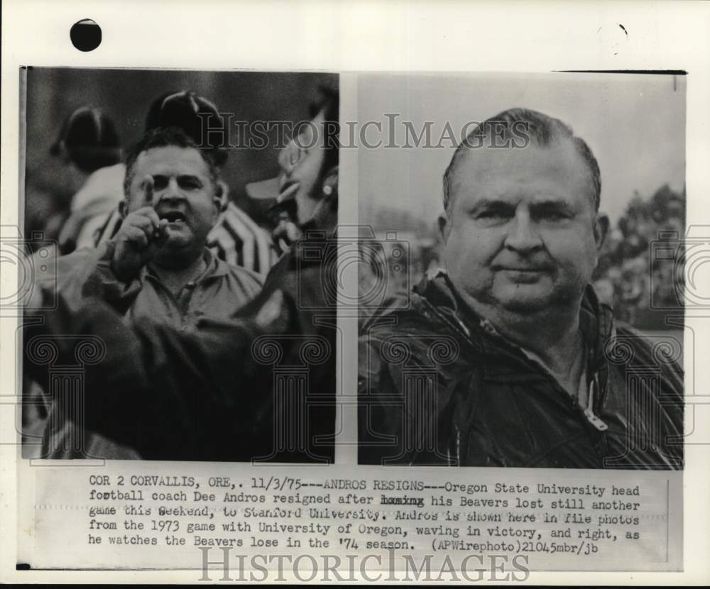 1975 Press Photo Former Beavers&#39; football coach Dee Andros, Corvallis, Oregon- Historic Images