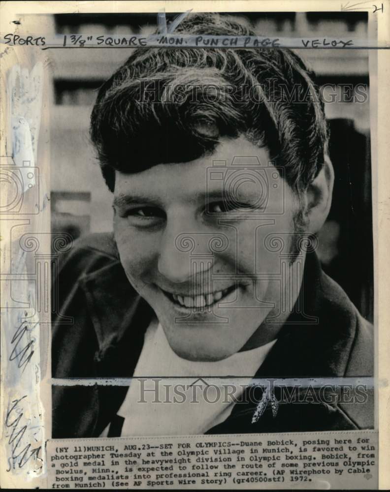 1972 Press Photo Boxer Duane Bobick, Olympic Village, Munich, Germany- Historic Images