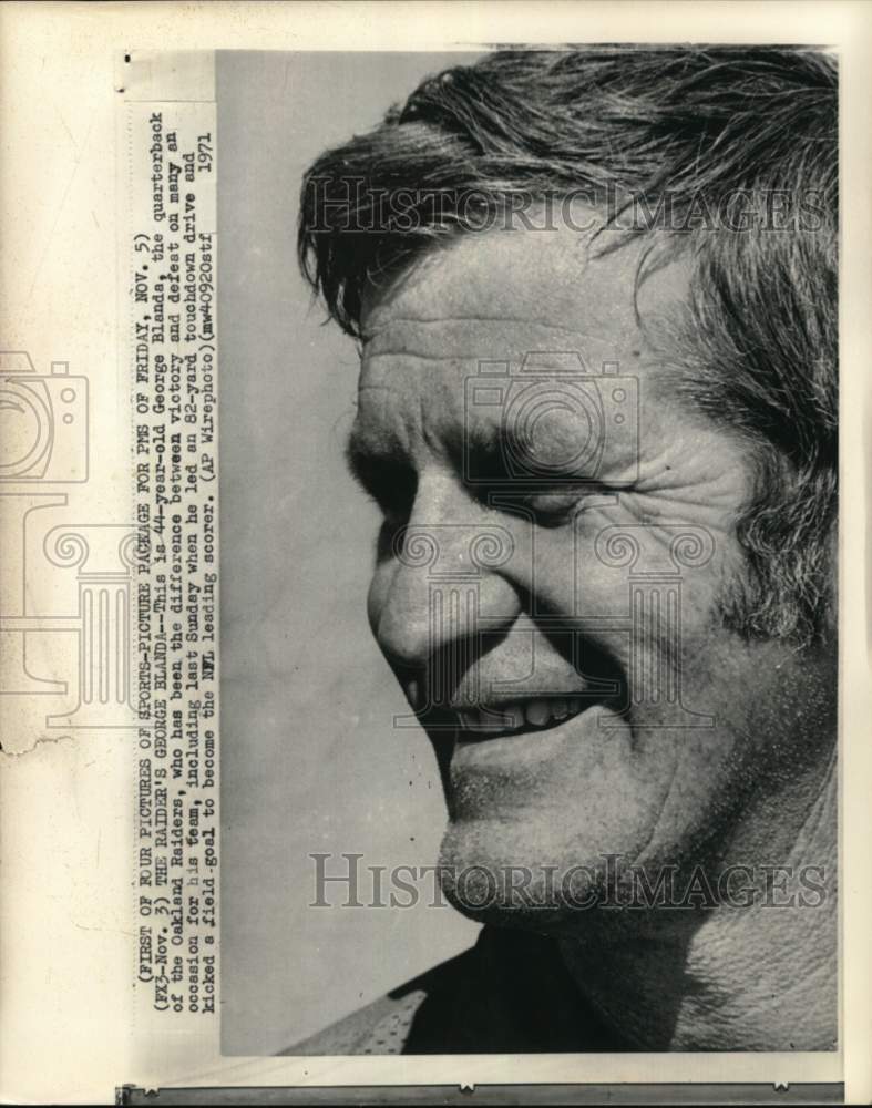 1971 Press Photo Oakland Raiders football player George Blanda, California- Historic Images