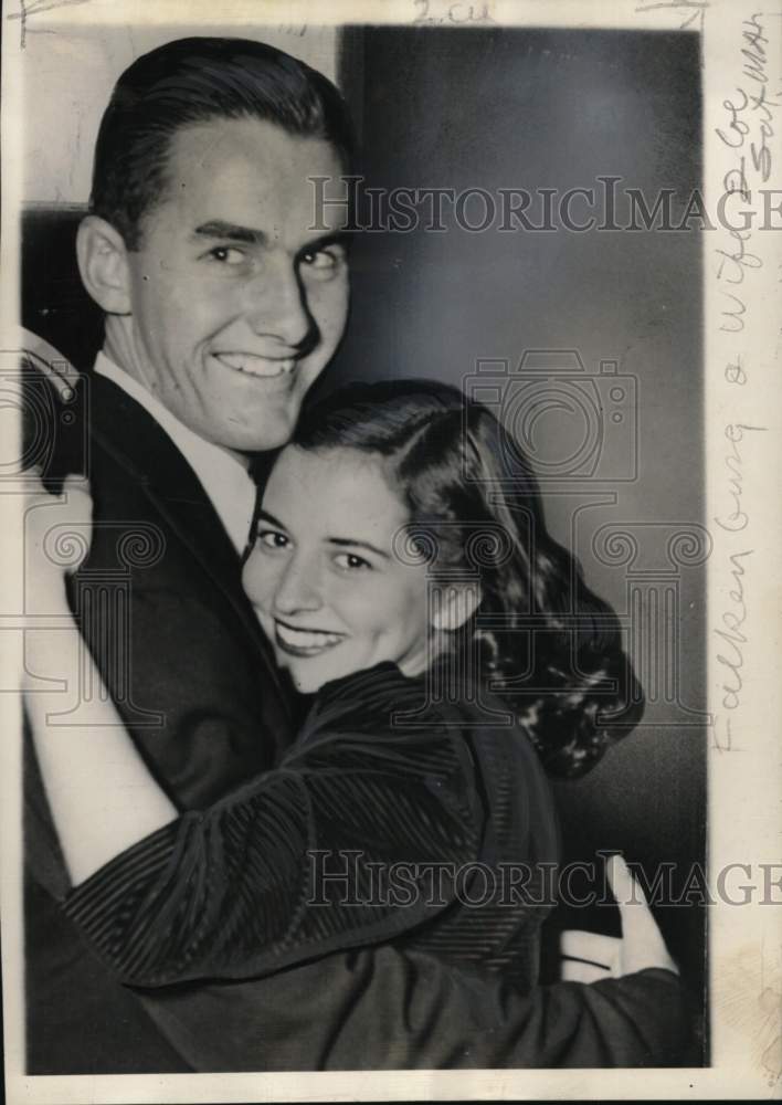 1947 Press Photo Tennis star Robert Falkenburg &amp; fiancee Lourdes Veiga Machado- Historic Images