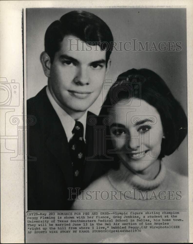 1970 Press Photo Olympic figure skating champ Peggy Fleming, fiance Greg Jenkins- Historic Images