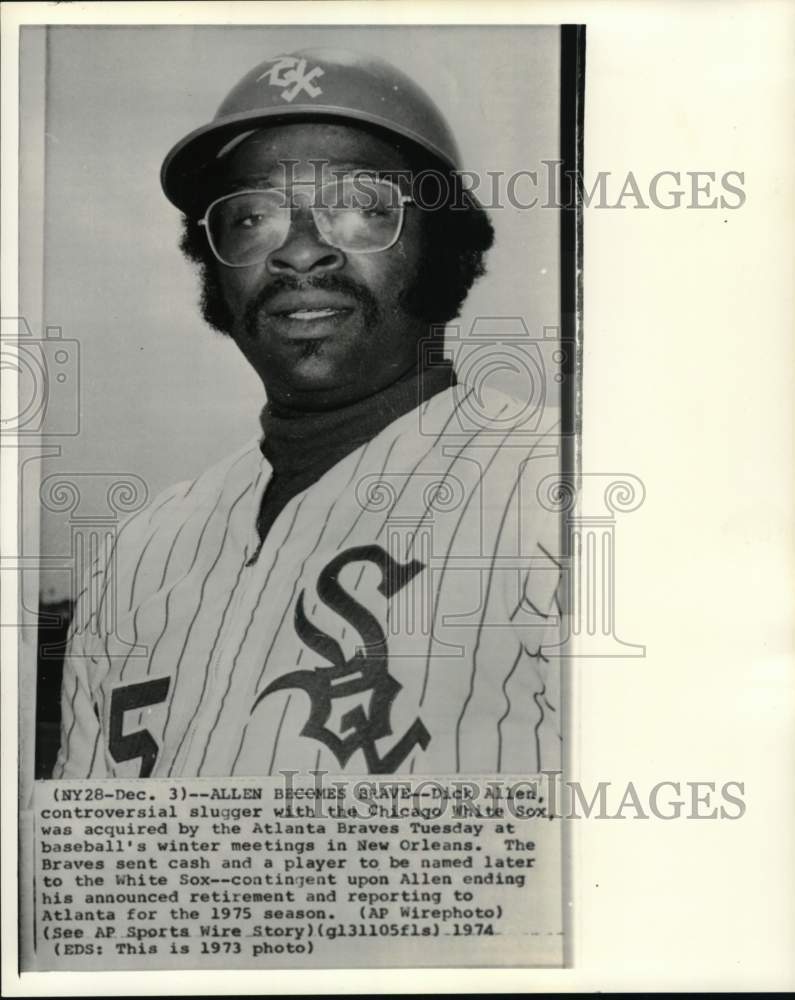 1973 Press Photo Portrait of Chicago White Sox baseball player Dick Allen- Historic Images
