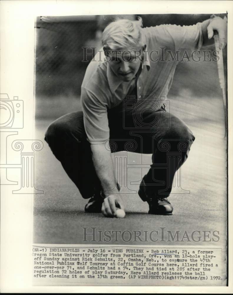 1972 Press Photo Bob Allard, National Publinx Golf Tourney, Coffin Course, IN- Historic Images