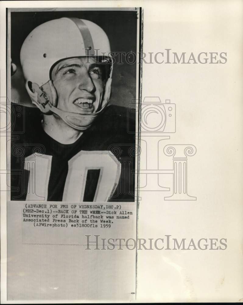 1959 Press Photo University of Florida&#39;s football player Dick Allen - pis05955- Historic Images
