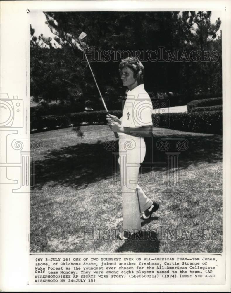 1974 Press Photo Oklahoma State&#39;s golfer Tom Jones - pis05967- Historic Images