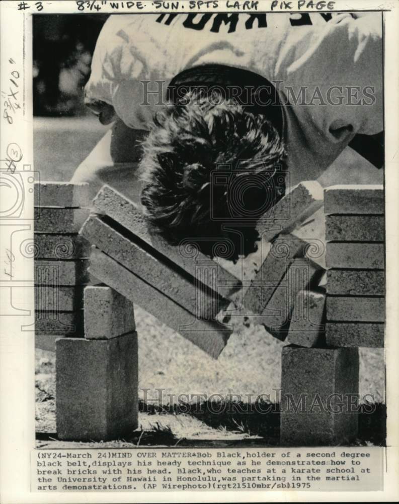 1975 Press Photo Black belter Bob Black demonstrates his technique - pis05989- Historic Images