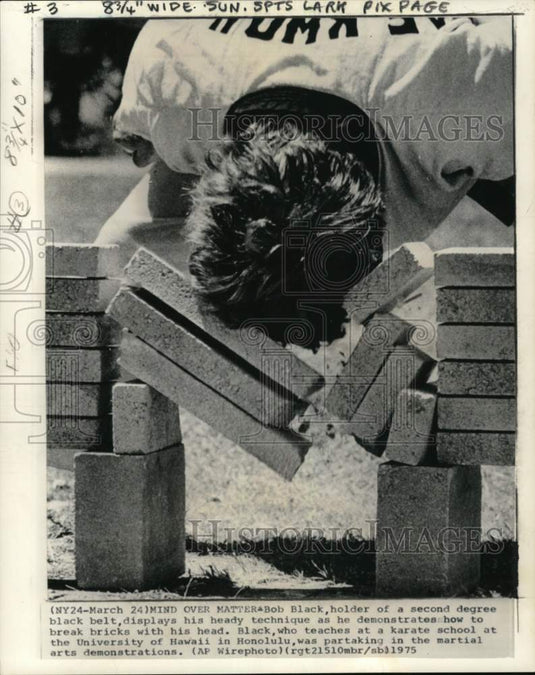 1975 Press Photo Black belter Bob Black demonstrates his technique - pis05989- Historic Images