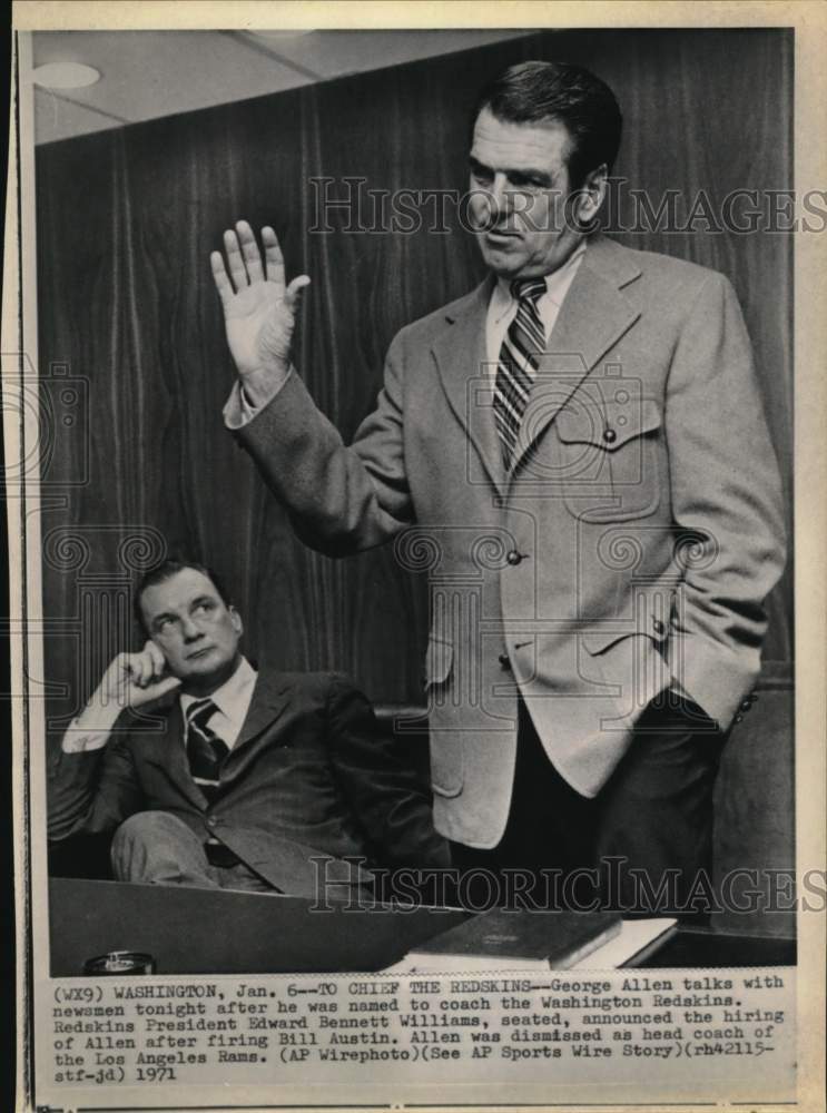 1971 Press Photo George Allen & Edward Williams, Washington Redskins- Historic Images
