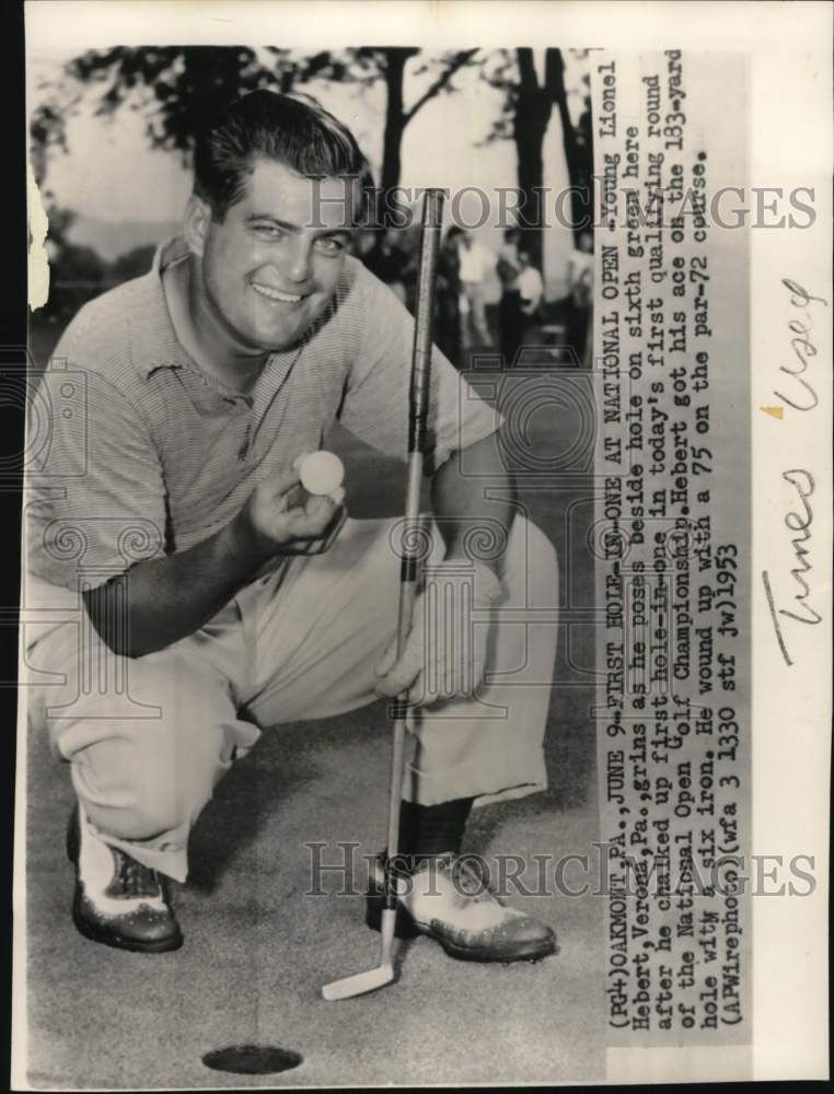 1953 Press Photo Lionel Hebert, National Open Golf Championship, Oakmont, PA- Historic Images