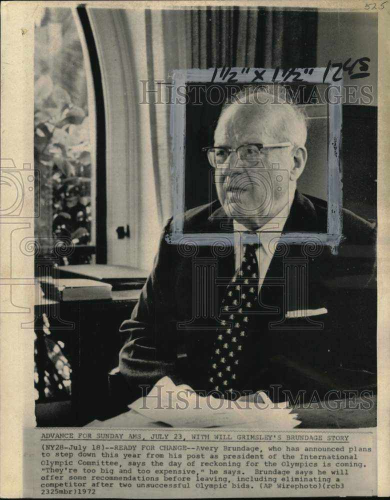 1972 Press Photo International Olympic Committee president Avery Brundage- Historic Images