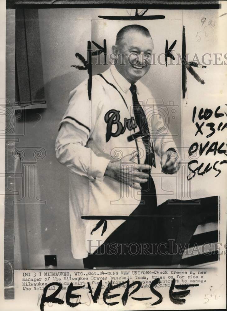 1959 Press Photo Milwaukee Braves baseball manager Chuck Dressen, Wisconsin- Historic Images