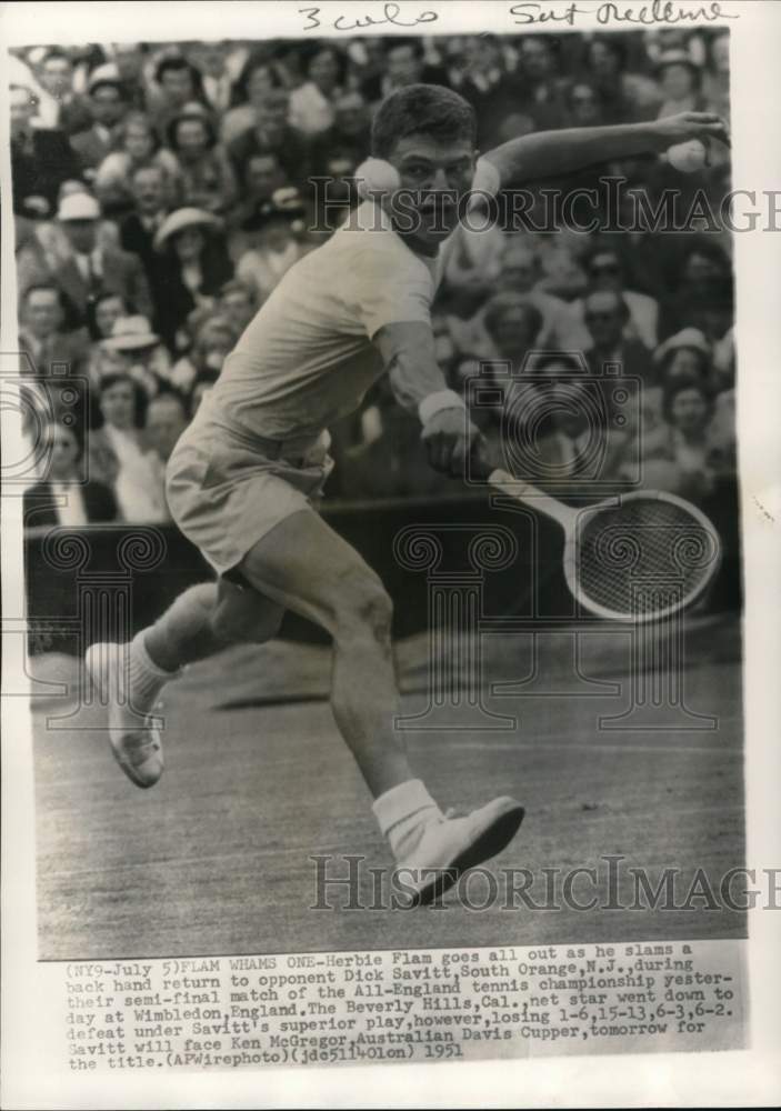 1951 Press Photo Herbie Flam, All-England Tennis Championships, Wimbledon- Historic Images