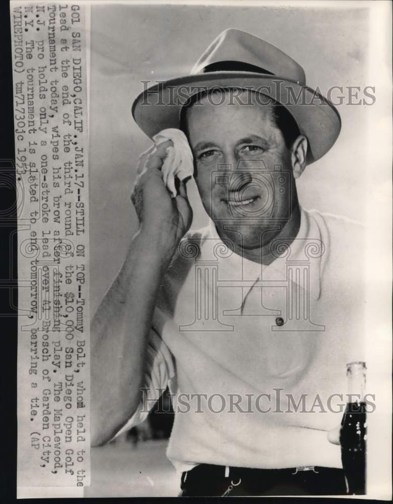 1953 Press Photo Golfer Tommy Bolt, San Diego Open Golf Tournament, California- Historic Images