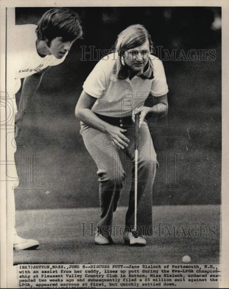 1972 Press Photo Golfer Jane Blalock, Eve-LGPA golf championship, Sutton, MA- Historic Images