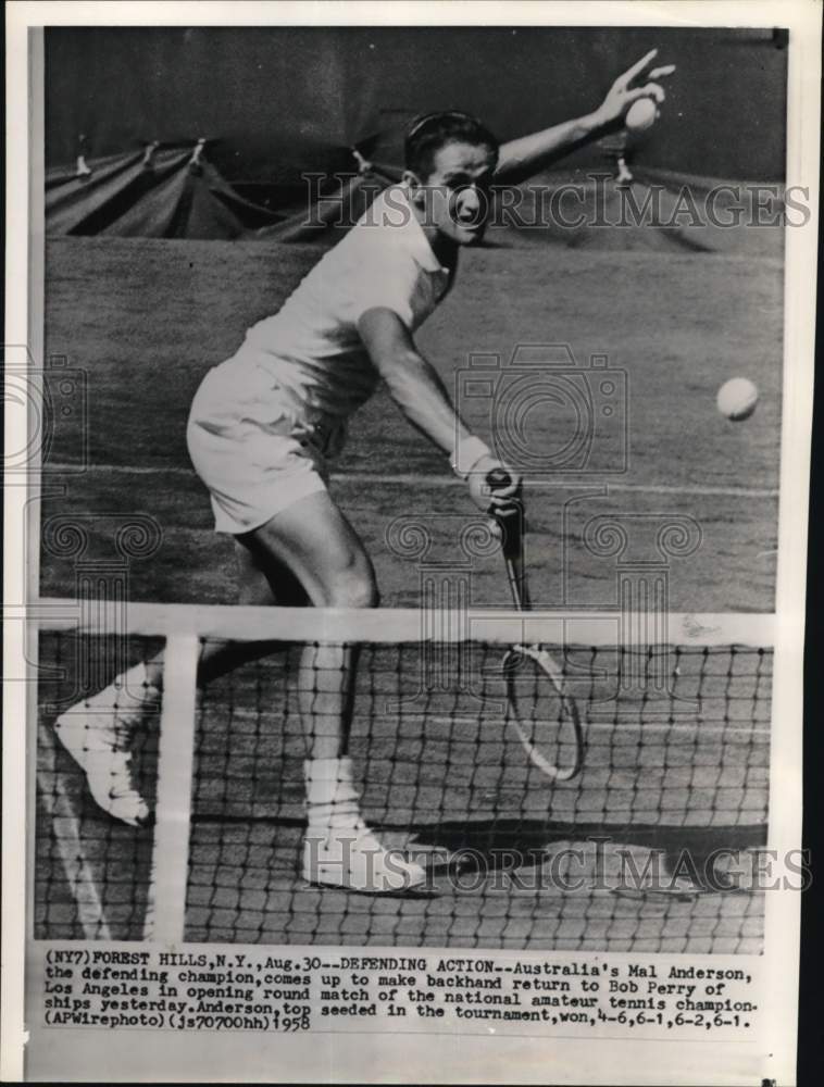 1958 Press Photo Tennis player Mal Anderson, national amateur tennis, New York- Historic Images