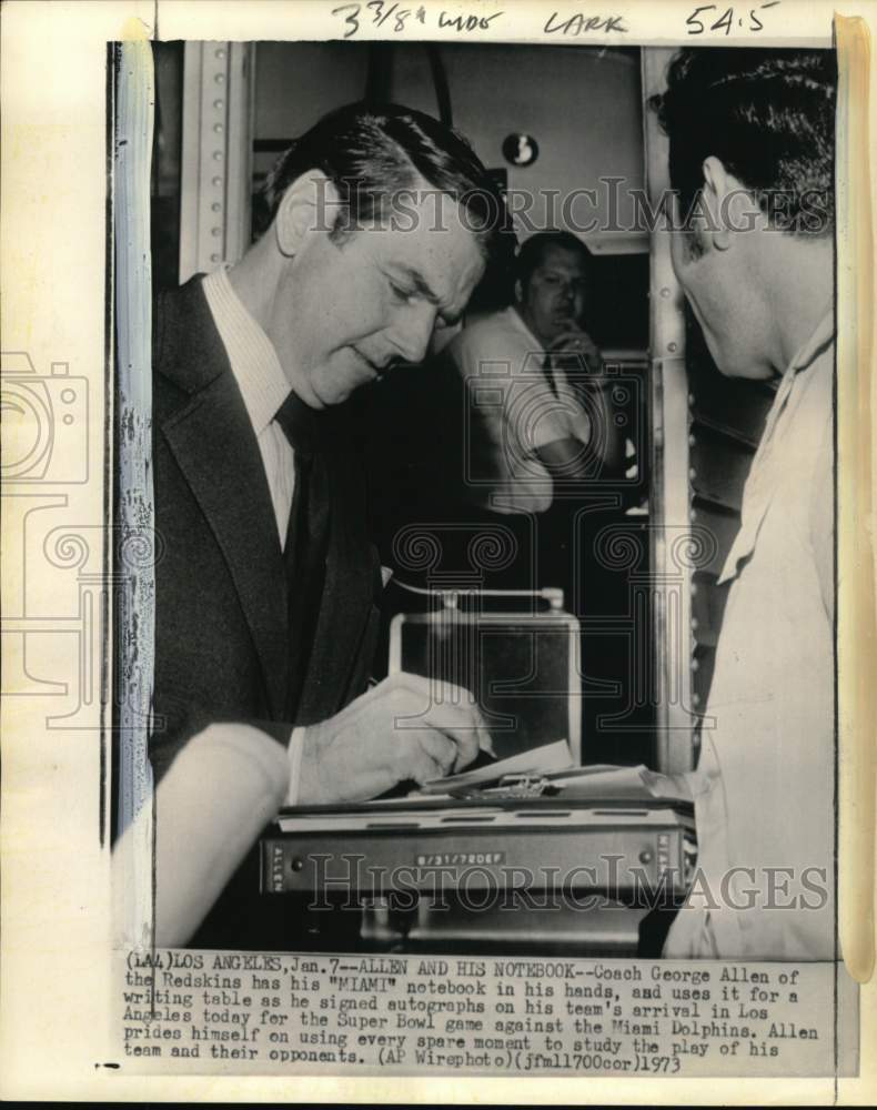 1973 Press Photo Washington Redskins' Football Coach George Allen, Los Angeles- Historic Images