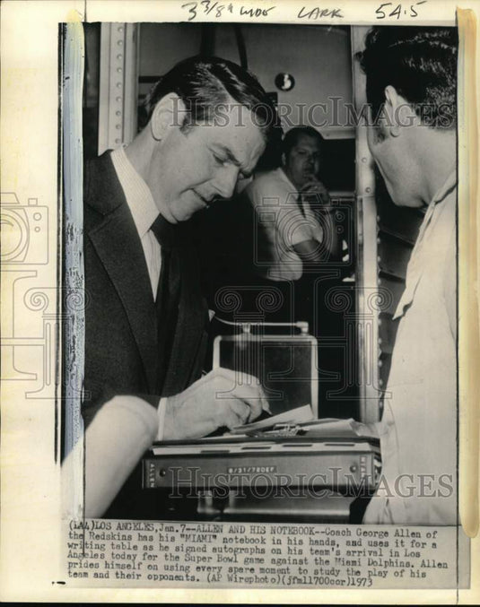 1973 Press Photo Washington Redskins' Football Coach George Allen, Los Angeles- Historic Images