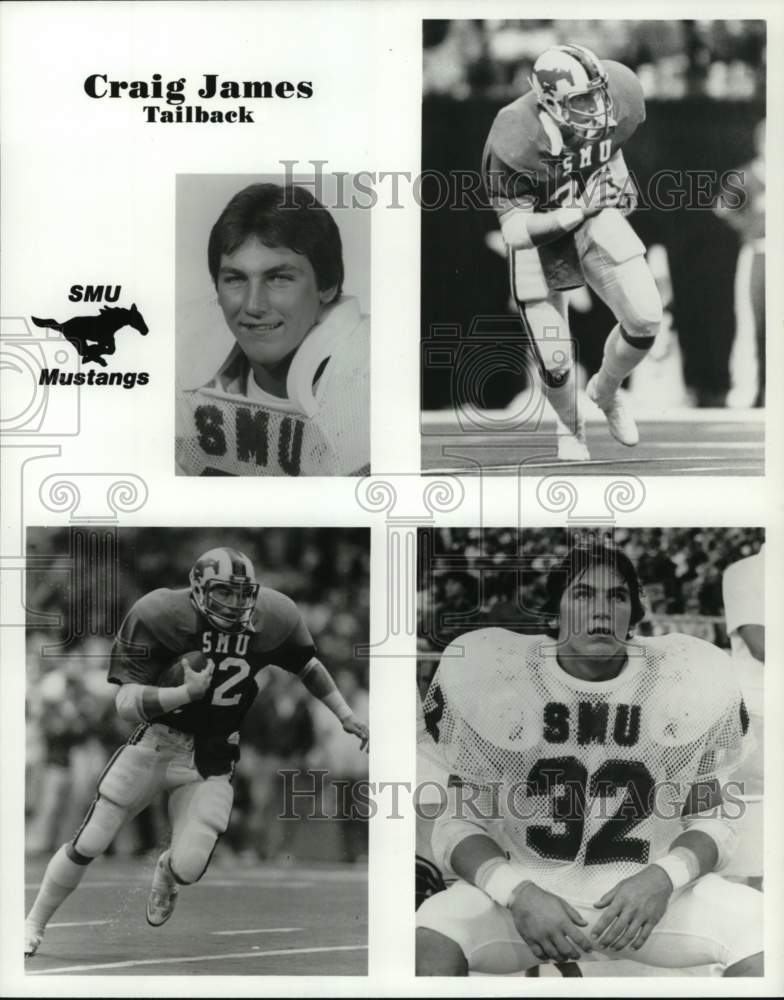 1984 Press Photo Various shots of SMU Mustangs&#39; football player Craig James- Historic Images