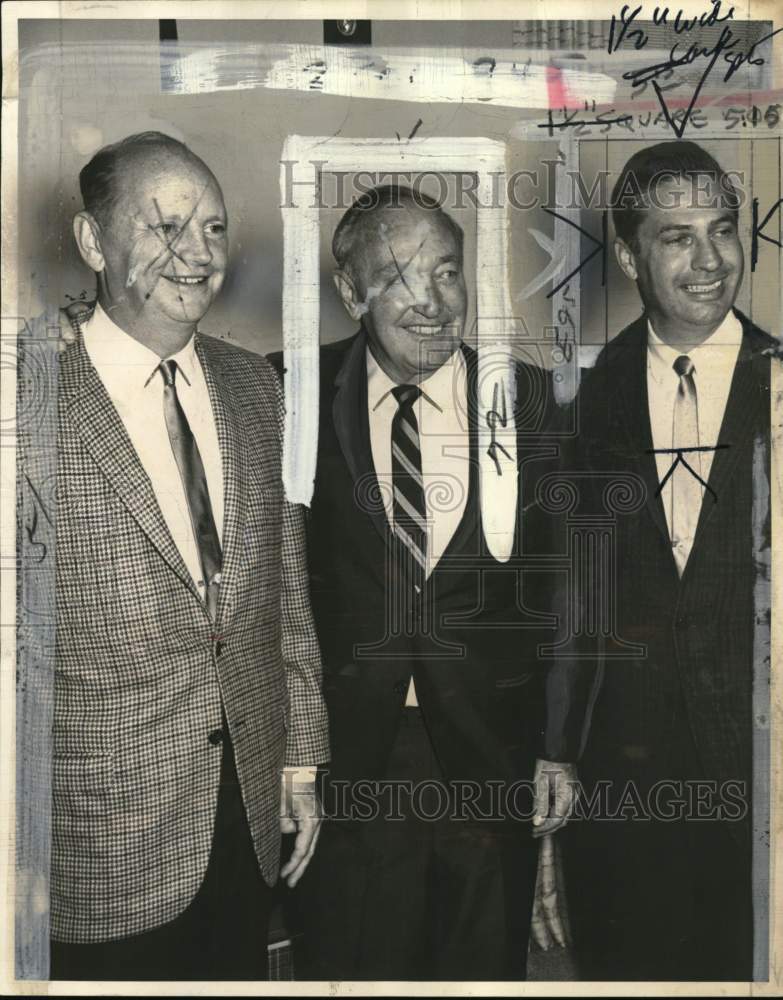 1964 Press Photo Frank Leary, Fred Haney &amp; Marvin Milkes, Baseball Officials- Historic Images