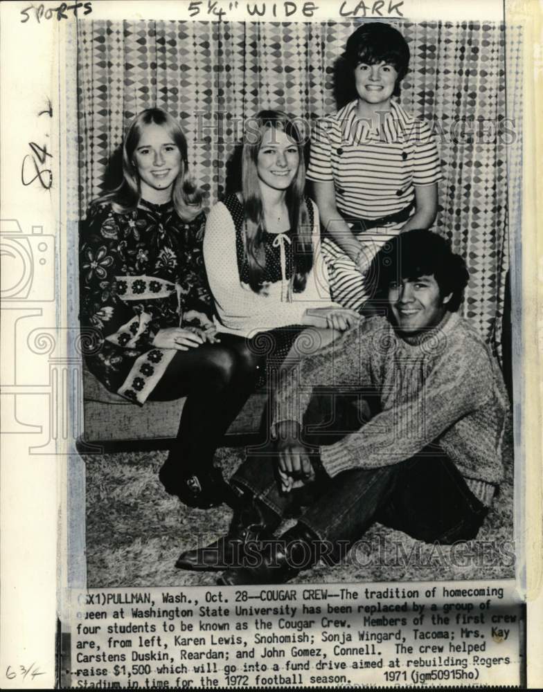1971 Press Photo Washington State University's Cougar Crew, Pullman, Washington- Historic Images