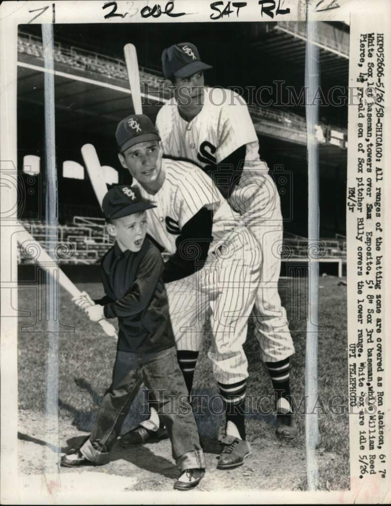 1958 Press Photo Ron Jackson, Sam Esposito &amp; William Reed Pierce&#39;s son, Baseball- Historic Images