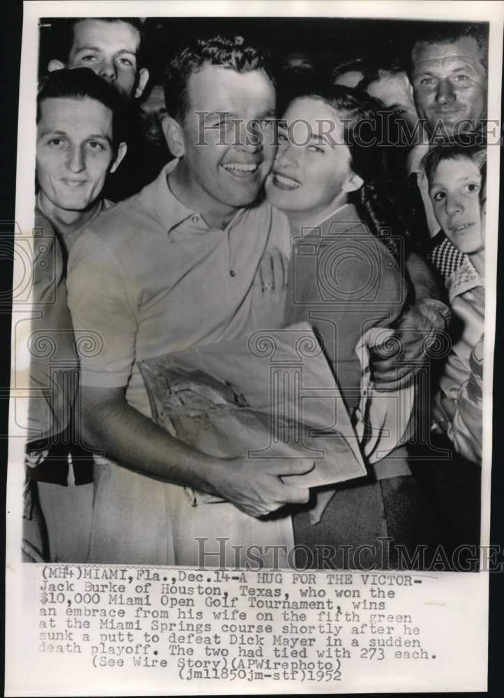 1952 Press Photo Miami Open Golf Tourney champ Jack Burke with wife & others, FL- Historic Images