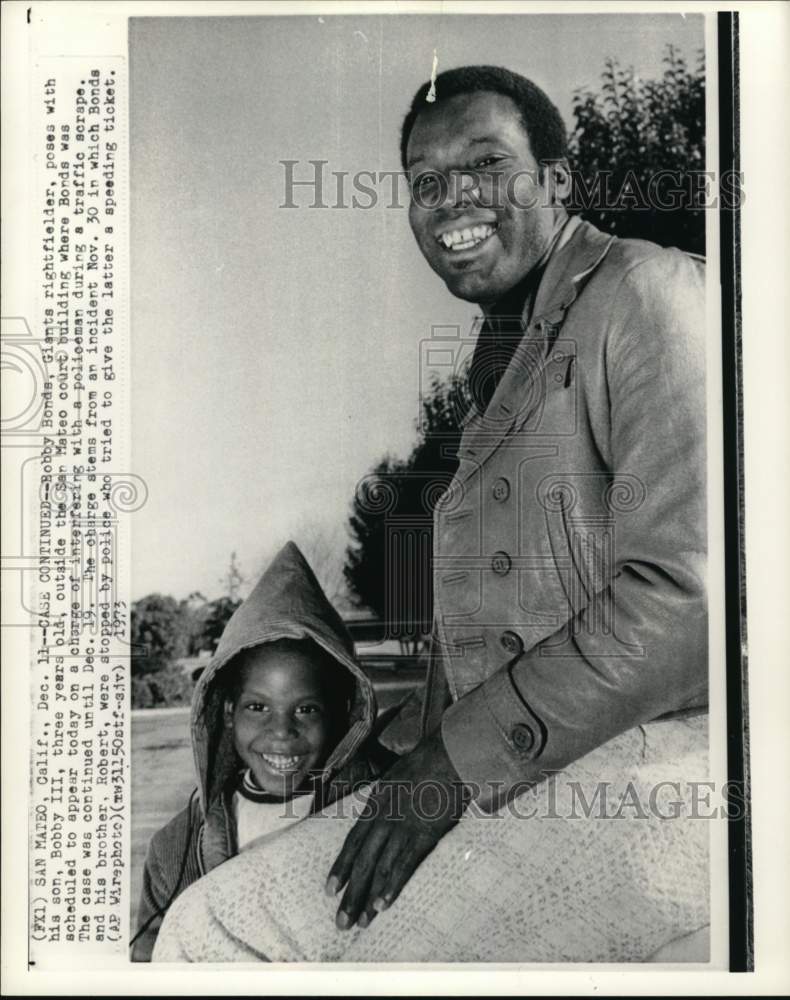1973 Press Photo Baseball's Bobby Bonds & son Bobby III, San Mateo, California- Historic Images