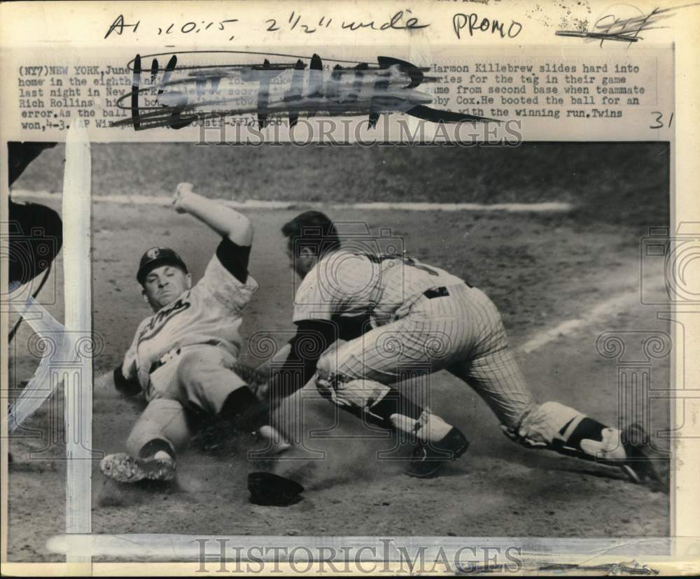 1968 Press Photo Twins' Harmon Killebrew & Yankees' Jake Gibbs, Baseball- Historic Images