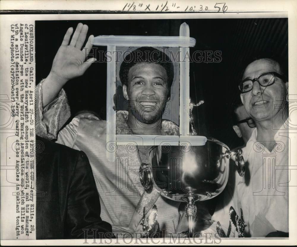 1968 Press Photo Boxing world champ Jimmy Ellis & manager Angelo Dundee, CA- Historic Images