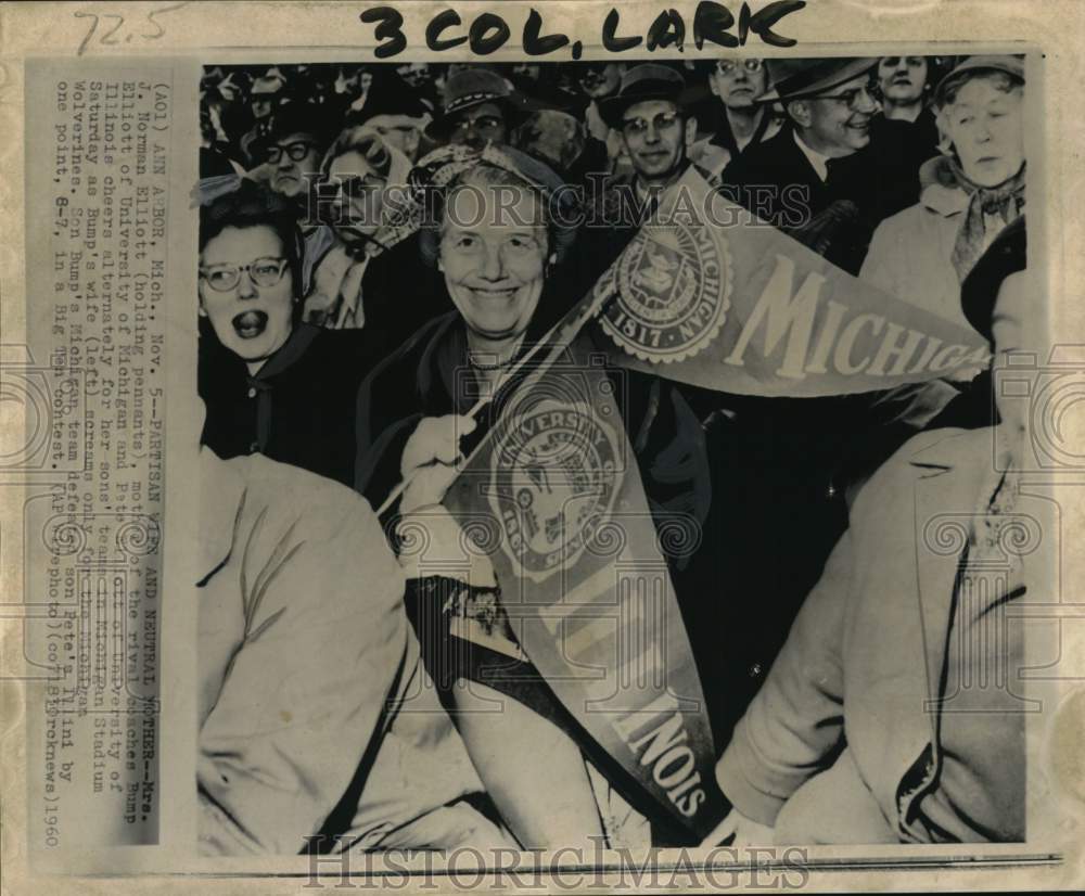 1960 Press Photo Football coaches&#39; mother Mrs. J. Norman Elliott, Ann Arbor, MI- Historic Images