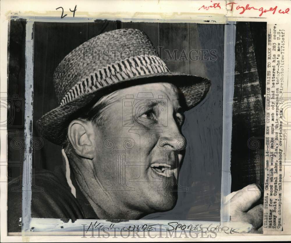 1958 Press Photo Golfer Tommy Bolt during U.S. Open, Tulsa, Oklahoma - pis06603- Historic Images