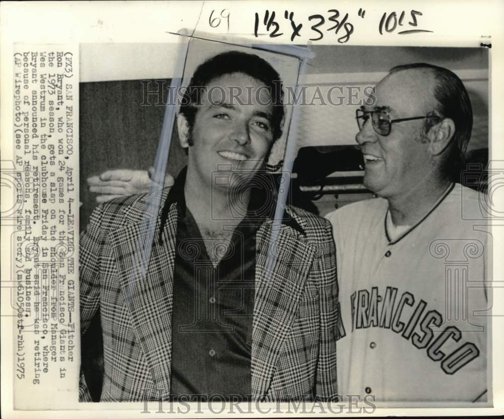 1975 Press Photo San Francisco Giants&#39; Ron Bryant &amp; Wes Westrum, San Francisco- Historic Images