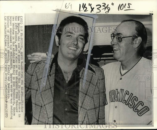 1975 Press Photo San Francisco Giants' Ron Bryant & Wes Westrum, San Francisco- Historic Images