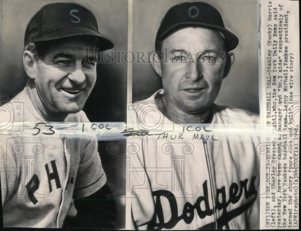 1946 Press Photo Stanley &quot;Bucky&quot; Harris &amp; Charley Dressen, Baseball, New York- Historic Images