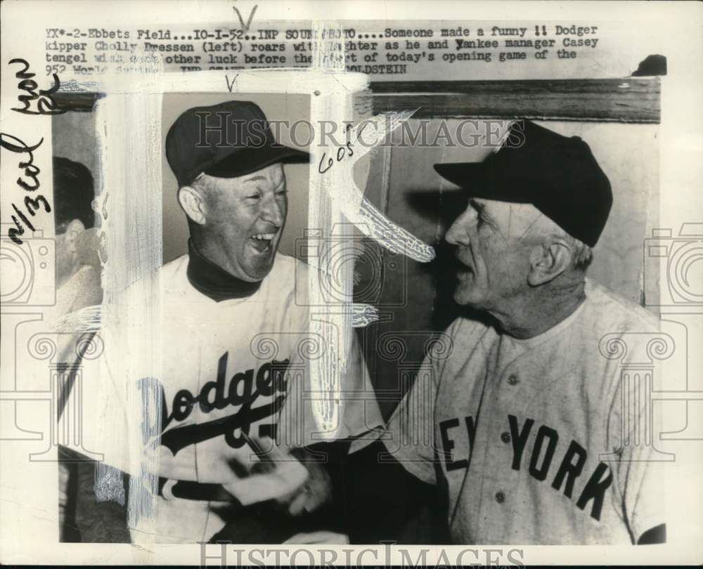1952 Press Photo Dodgers&#39; Cholly Dressen &amp; Yankees&#39; Casey Stengel, Baseball, NY- Historic Images