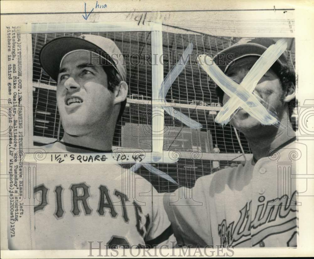 1971 Press Photo Baseball players Steve Blass &amp; Mike Cuellar, Pittsburgh, PA- Historic Images
