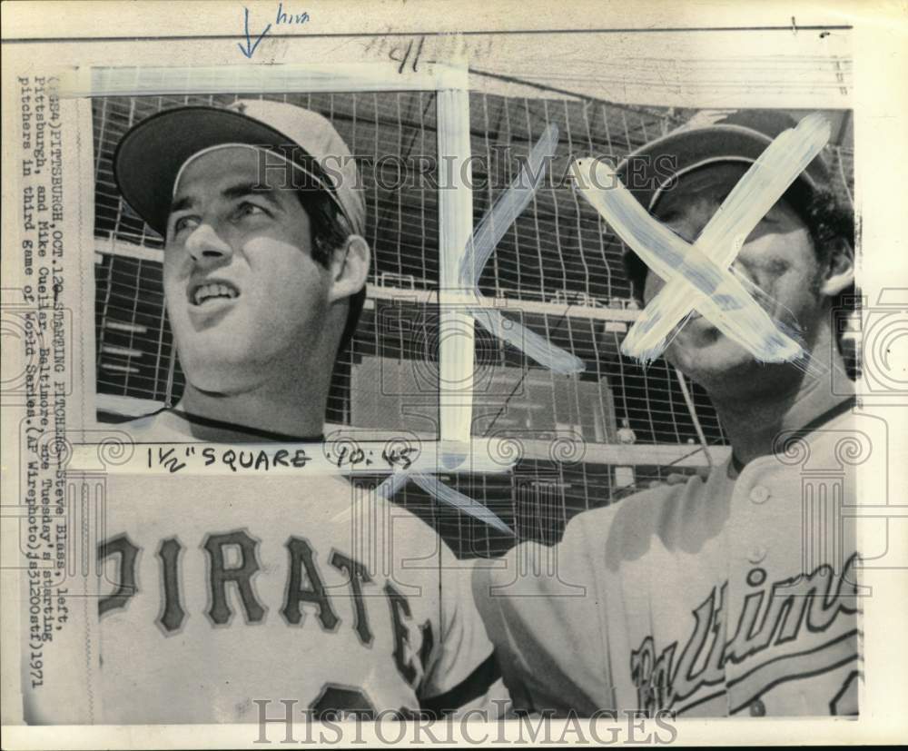 1971 Press Photo Baseball players Steve Blass & Mike Cuellar, Pittsburgh, PA- Historic Images