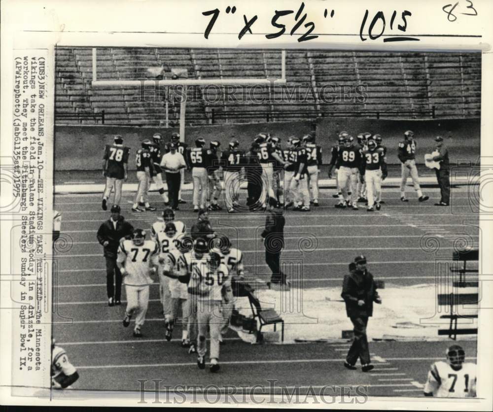 1975 Press Photo Minnesota Vikings&#39; practice for Super Bowl IX, New Orleans- Historic Images
