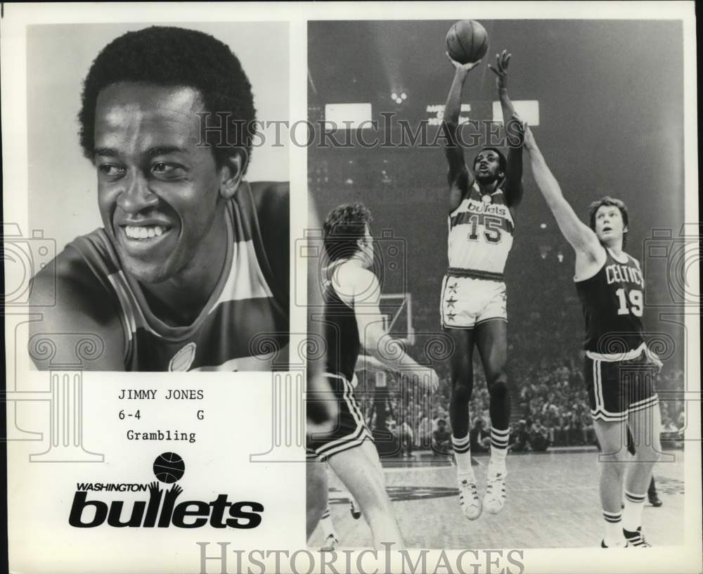 1975 Press Photo Washington Bullets&#39; guard Jimmy Jones during game - pis06833- Historic Images