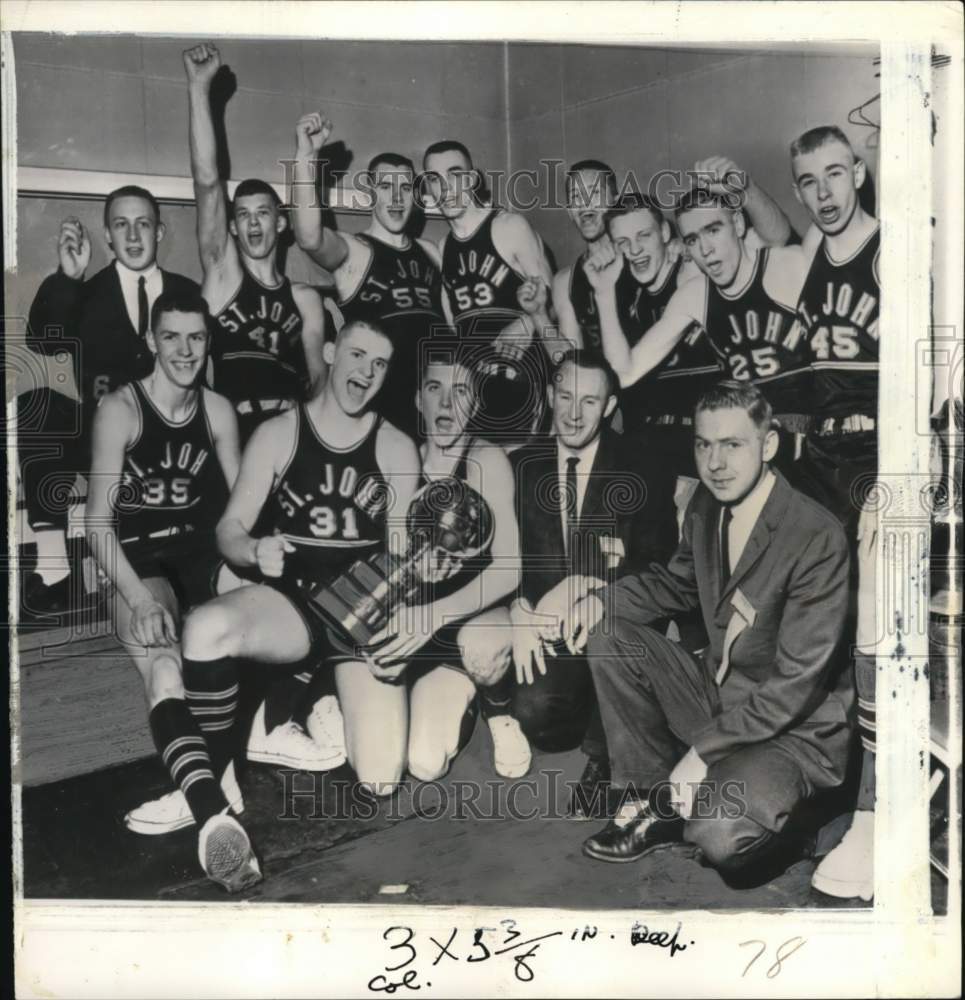1963 Press Photo St. John Eagles basketball team, State Class B champion- Historic Images