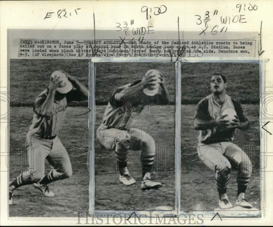 1968 Press Photo Oakland Athletics' Sal Bando during baseball game, Washington- Historic Images