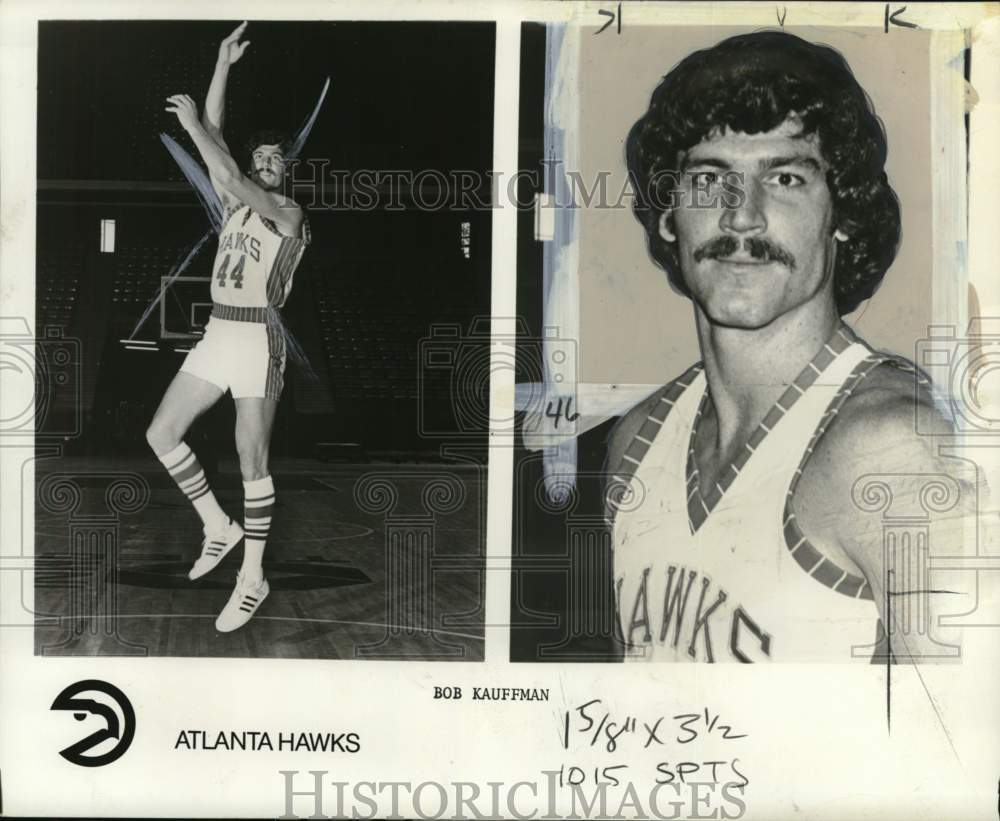 1974 Press Photo Atlanta Hawks Basketball Player Bob Kauffman Shooting Hook- Historic Images