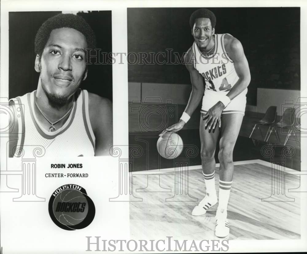 1977 Press Photo Houston Rockets Center-Forward Robin Jones, basketball, NBA- Historic Images
