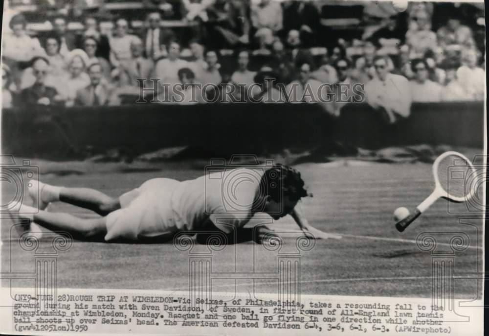 1950 Press Photo Vic Seixas, All-England lawn tennis championship, Wimbledon- Historic Images