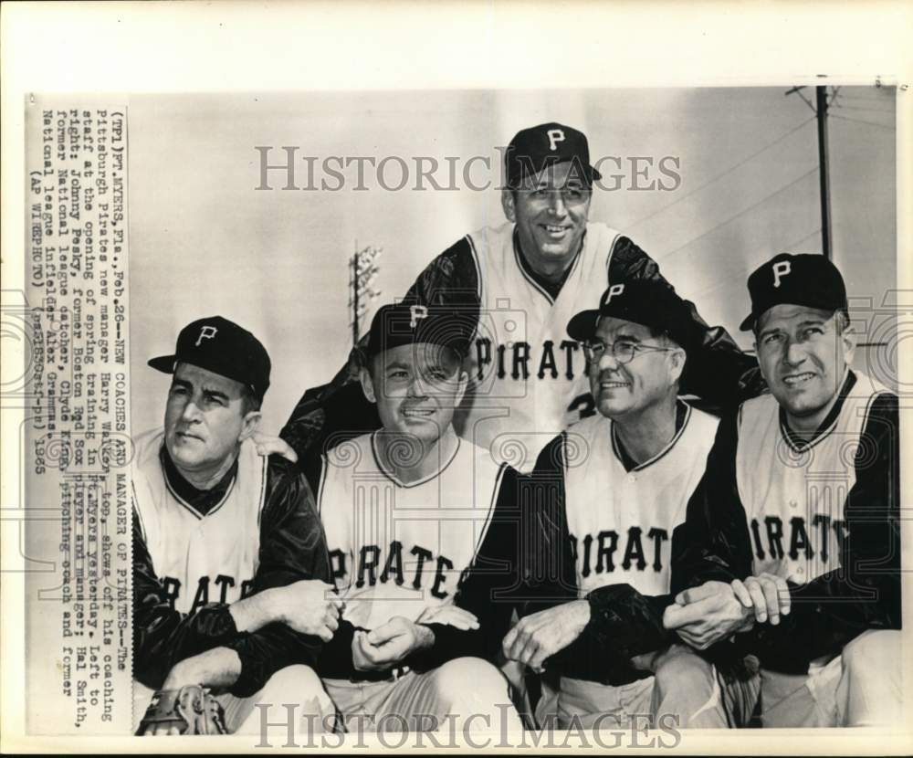 1965 Press Photo Pirates&#39; manager Harry Walker &amp; coaching staff, Baseball, FL- Historic Images