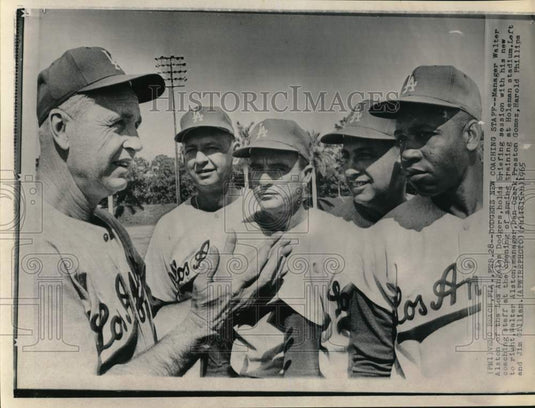 1965 Press Photo Dodgers' Walter Alston, baseball coaching staff, Vero Beach, FL- Historic Images