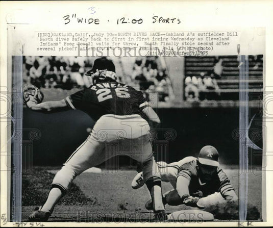 1975 Press Photo Major League Baseball's Boog Powell (Indians), Bill North (A's)- Historic Images